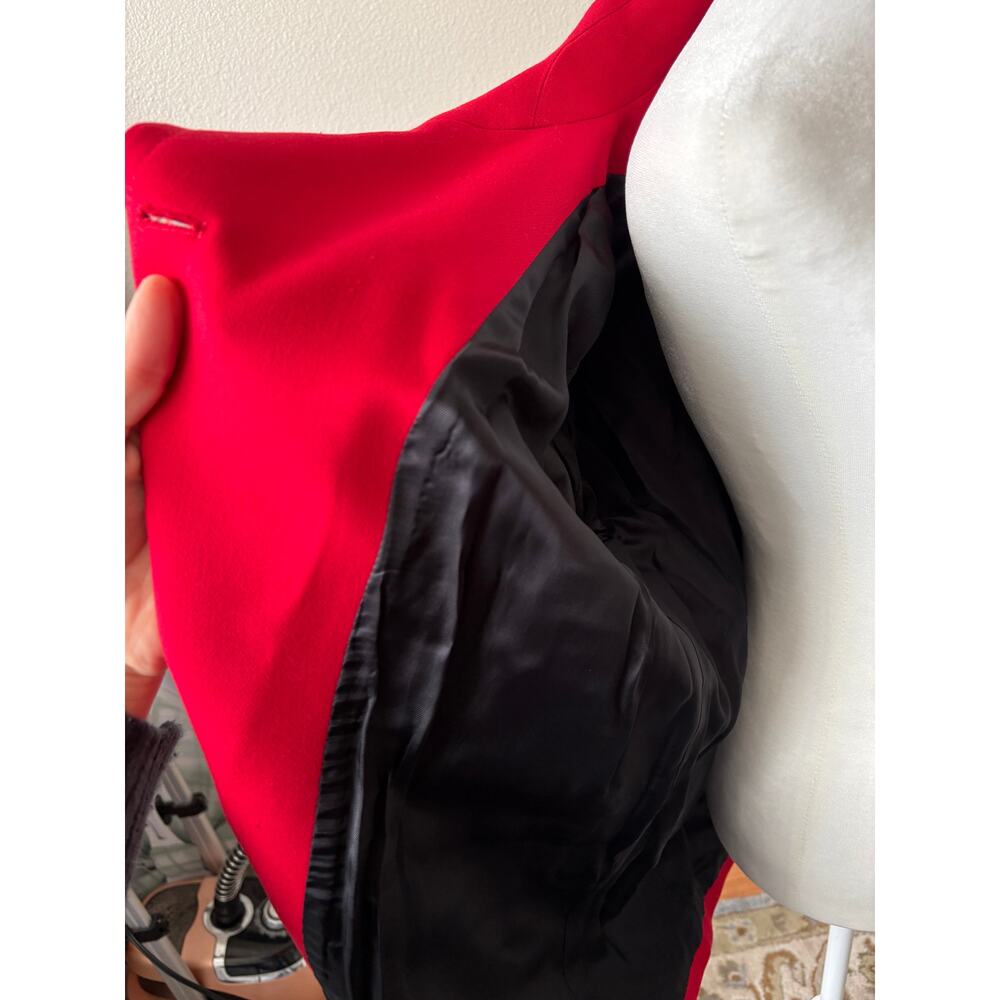 Zara Woman Red Mid Length Jacket Coat XL Statement Collar Metal Buttons - Picture 10 of 11